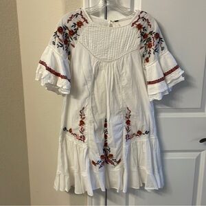 Free People Ivory Pavlo Embroidered Dress